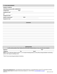DNR Form 542-1322 Groundwater Sampling and/or Groundwater Elevation Measurement Form - Iowa, Page 2