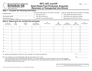 Form RMFT-6-DF Schedule DA Mft, Ust, and Eif Dyed Diesel Fuel Produced, Acquired, Received, or Transported Into Illinois - Illinois, Page 2