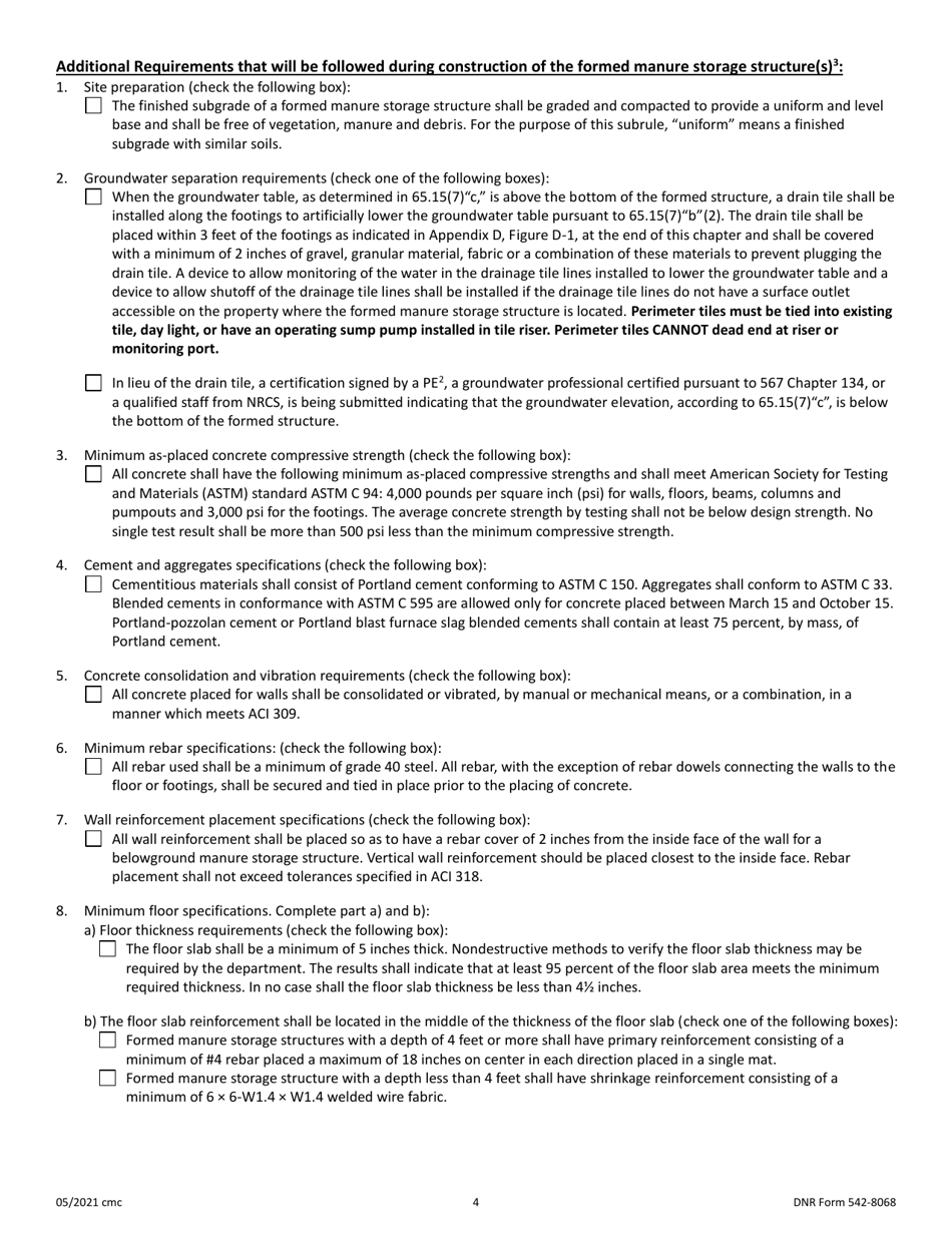 DNR Form 542-8068 Construction Design Statement (Cds) - Iowa, Page 4