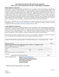 Form DPP-157 Background Check Request for Foster or Adoptive Applicants and Adolescent or Adult Household Members - Kentucky, Page 2