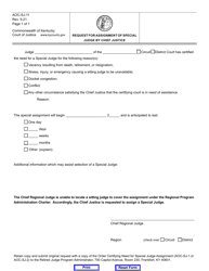 Form AOC-SJ-11 &quot;Request for Assignment of Special Judge by Chief Justice&quot; - Kentucky