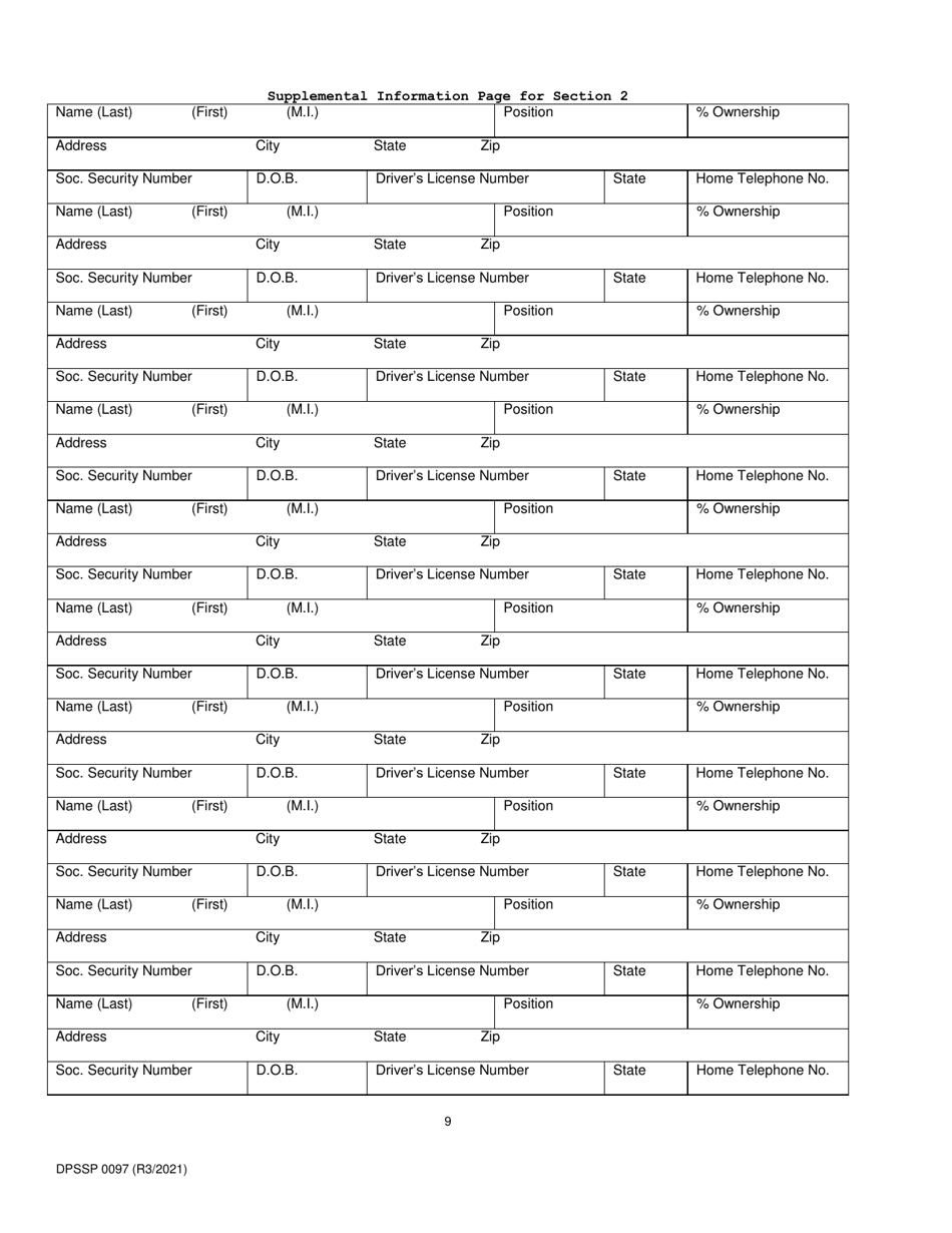 Form DPSSP0097 Indian Gaming Unit Corporate State Certification Renewal Application - Louisiana, Page 13