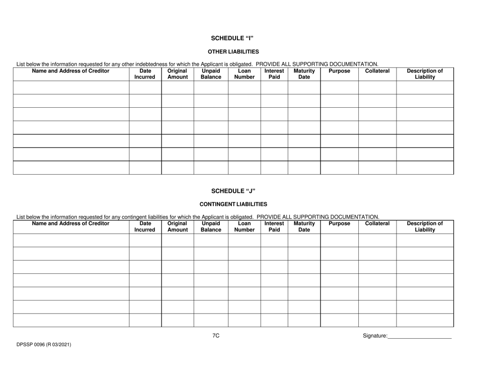 Form DPSSP0096 Part C Indian Gaming Unit Corporate Certification Application Financial Disclosure - Louisiana, Page 10