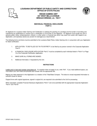 Form DPSSP0096 Part C Indian Gaming Unit Corporate Certification Application Financial Disclosure - Louisiana, Page 2