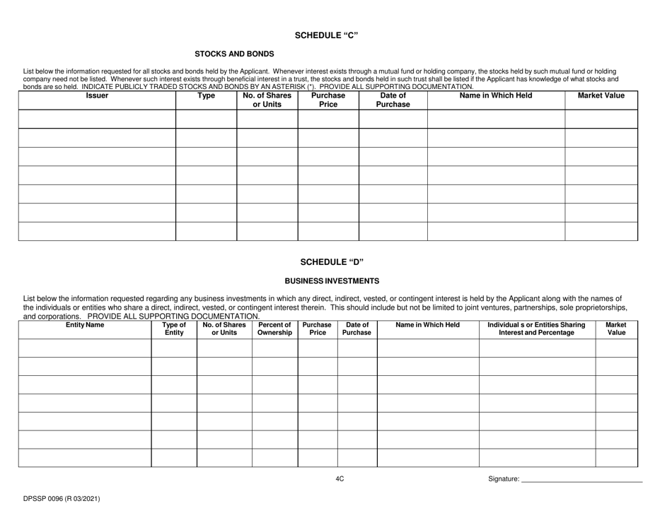 Form DPSSP0096 Part C Indian Gaming Unit Corporate Certification Application Financial Disclosure - Louisiana, Page 7