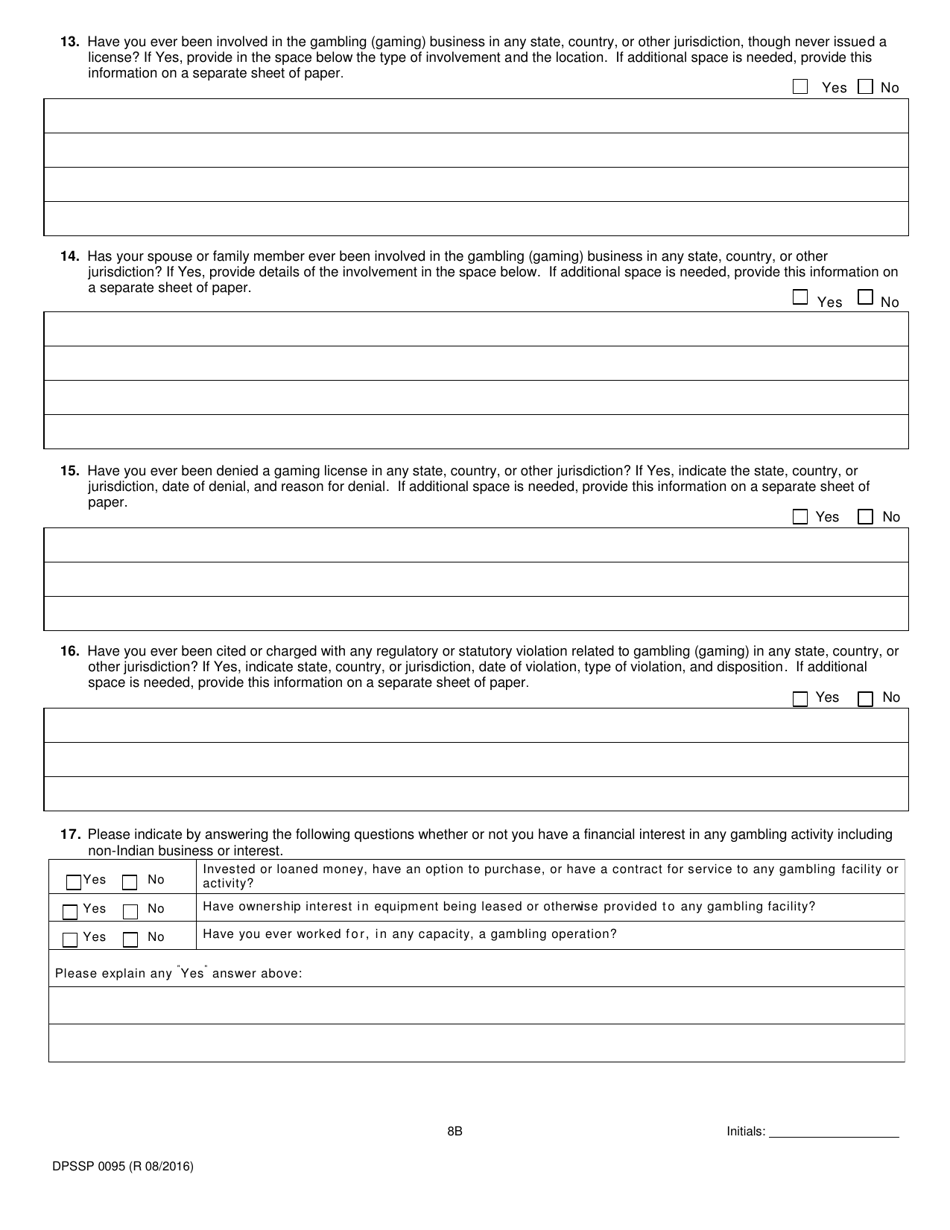 Form DPSSP0095 Part B Indian Gaming Unit Corporate Certification Application Individual Personal History - Louisiana, Page 11