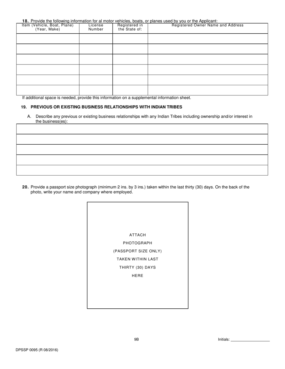 Form DPSSP0095 Part B Indian Gaming Unit Corporate Certification Application Individual Personal History - Louisiana, Page 12