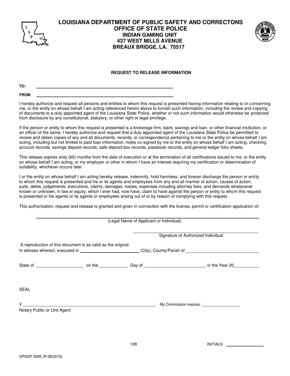 Form DPSSP0095 Part B Indian Gaming Unit Corporate Certification Application Individual Personal History - Louisiana, Page 13