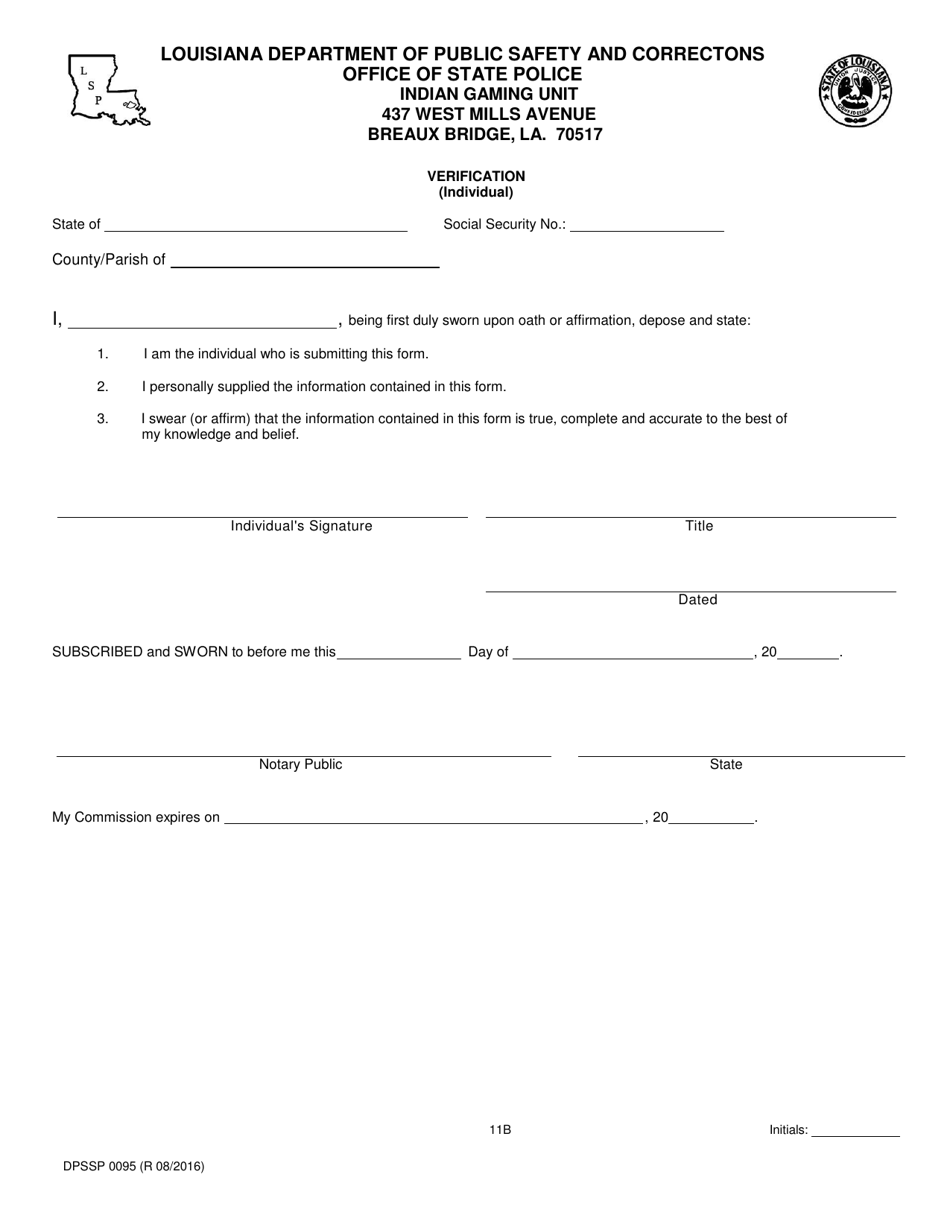 Form DPSSP0095 Part B Indian Gaming Unit Corporate Certification Application Individual Personal History - Louisiana, Page 14