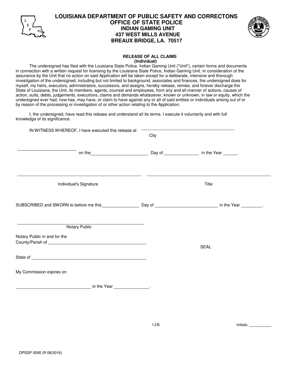 Form DPSSP0095 Part B Indian Gaming Unit Corporate Certification Application Individual Personal History - Louisiana, Page 15
