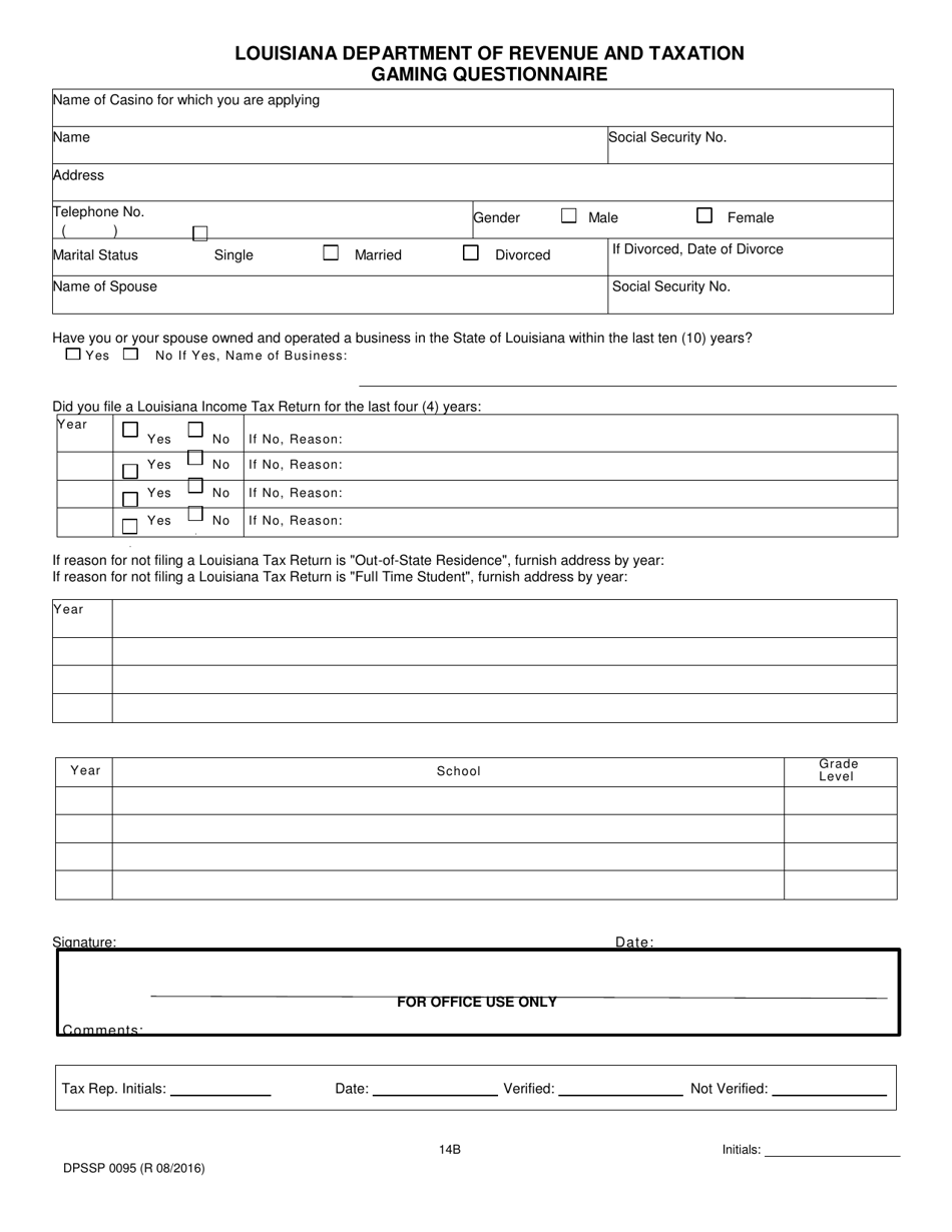 Form DPSSP0095 Part B Indian Gaming Unit Corporate Certification Application Individual Personal History - Louisiana, Page 17