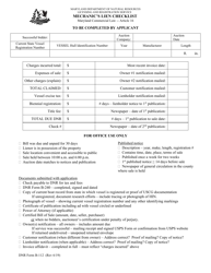DNR Form B-112 &quot;Mechanic's Lien Checklist&quot; - Maryland