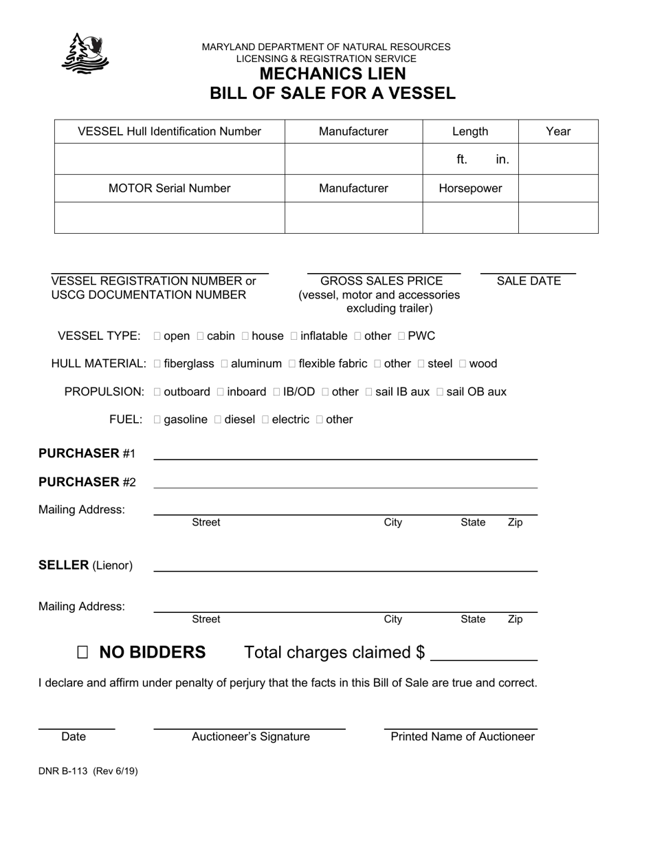 DNR Form B-113 - Fill Out, Sign Online And Download Printable PDF ...