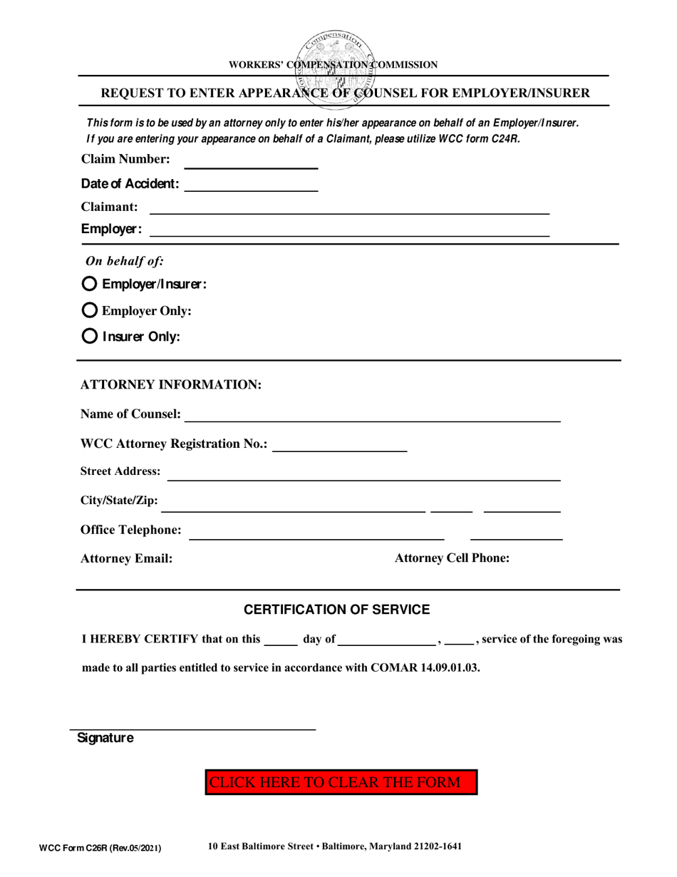 WCC Form C26R - Fill Out, Sign Online and Download Fillable PDF ...