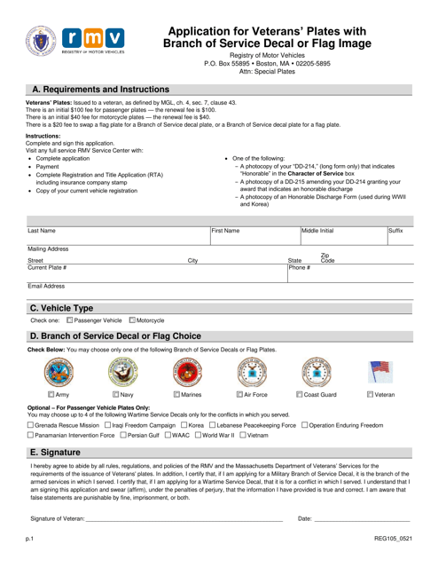 Form REG105  Printable Pdf