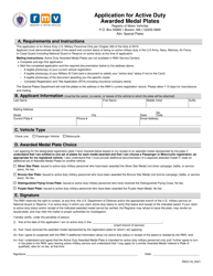 Form REG118 Application for Active Duty Awarded Medal Plates - Massachusetts