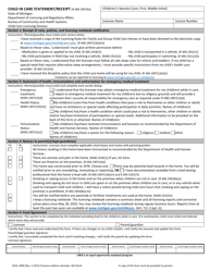 Document preview: Form BCAL-3900 Child in Care Statement/Receipt - Michigan