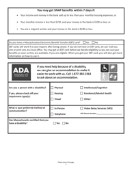 Form SNAPA-1 Snap Benefits Application - Massachusetts, Page 2