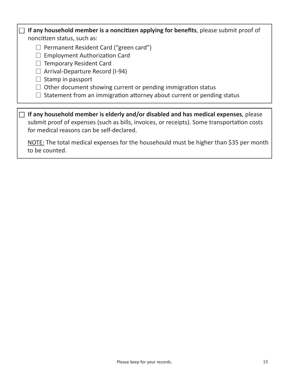 Form SNAP-APP-SENIORS Snap Benefits Application for Seniors - Massachusetts, Page 13