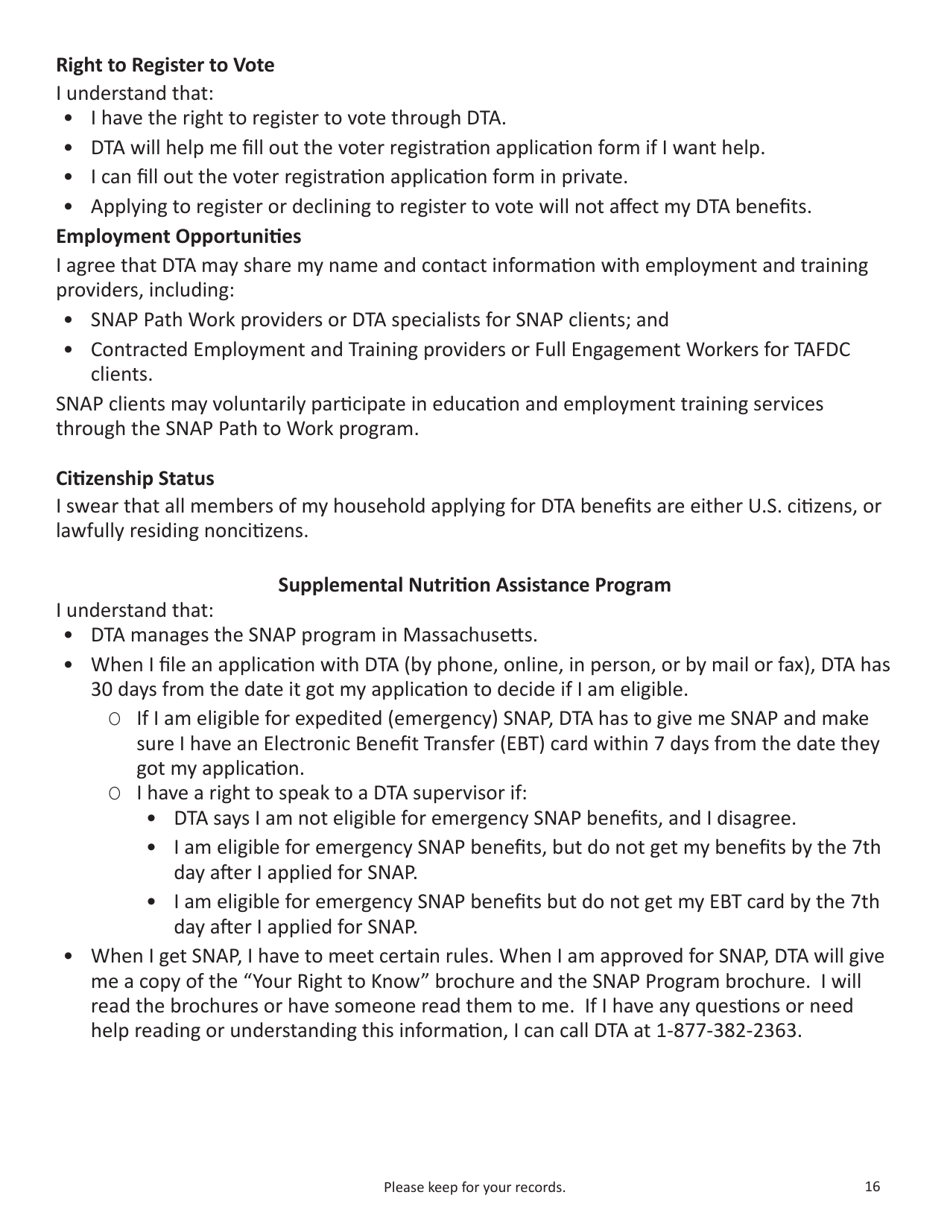 Form SNAP-APP-SENIORS Snap Benefits Application for Seniors - Massachusetts, Page 16