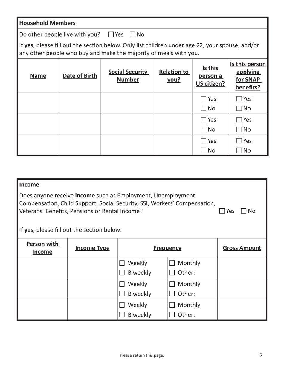 Form SNAP-APP-SENIORS Snap Benefits Application for Seniors - Massachusetts, Page 5