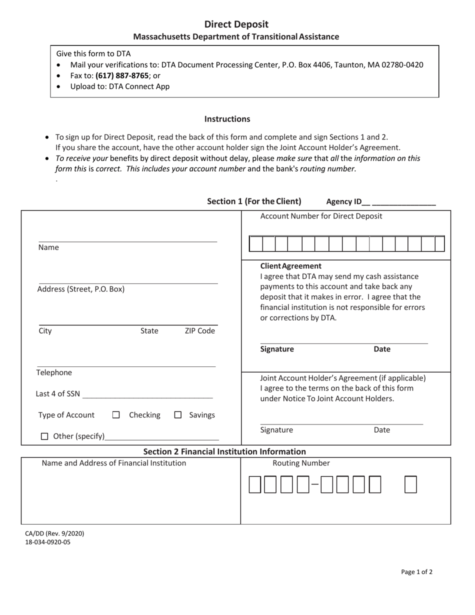 Form CA/DD Download Printable PDF or Fill Online Direct ...