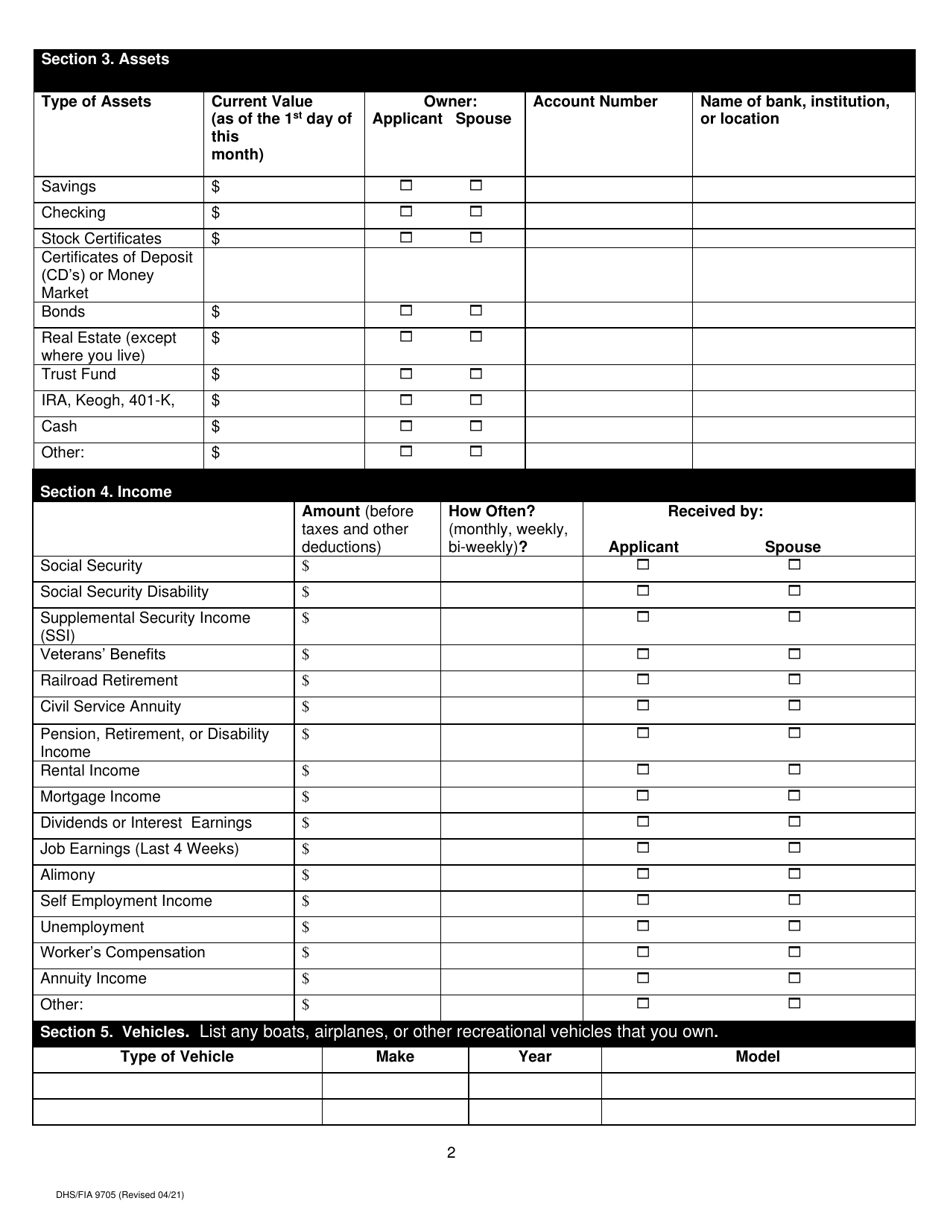 Form DHS / FIA9705 Mail-In Application for Qualified Medicare Beneficiary (Qmb) and Specified Low-Income Medicare Beneficiary (Slmb) Programs - Maryland, Page 4