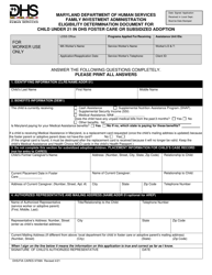 Form DHS/FIA CARES9708A &quot;Eligibility Determination Document for Child Under 21 in DHS Foster Care or Subsidized Adoption&quot; - Maryland