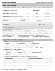 Form DHS/FIA CARES9711 Request for Assistance - Maryland, Page 3