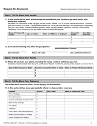Form DHS/FIA CARES9711 Request for Assistance - Maryland, Page 6