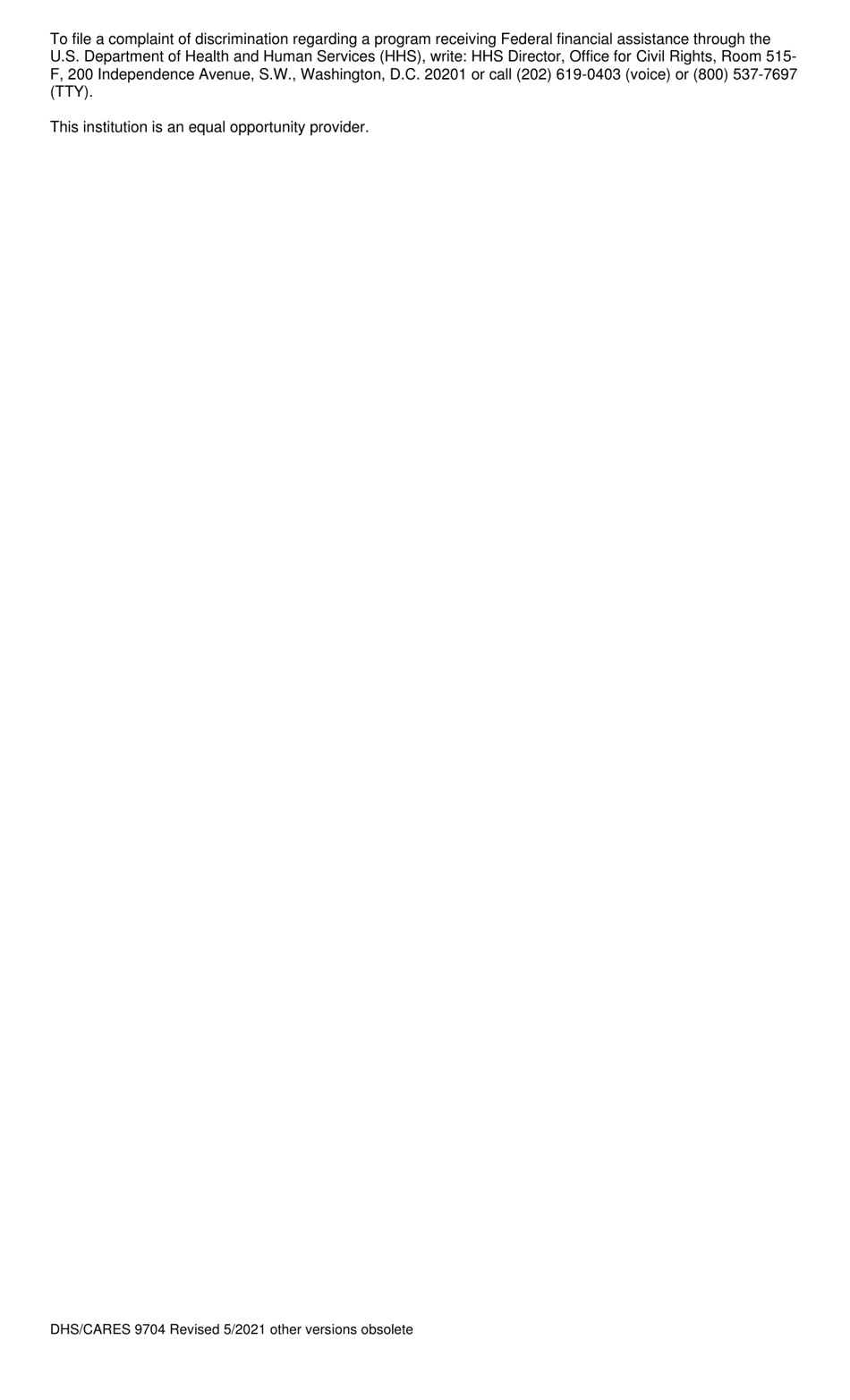 Form DHS / CARES9704 Application for Emergency Assistance - Maryland, Page 8