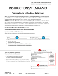 Document preview: Form OTH201 Race Data Form - Minnesota (English/Somali)