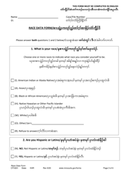 Form OTH201 Race Data Form - Minnesota (English/Karen), Page 3