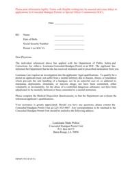 Form DPSSP6703 Medical Summary Form - Louisiana