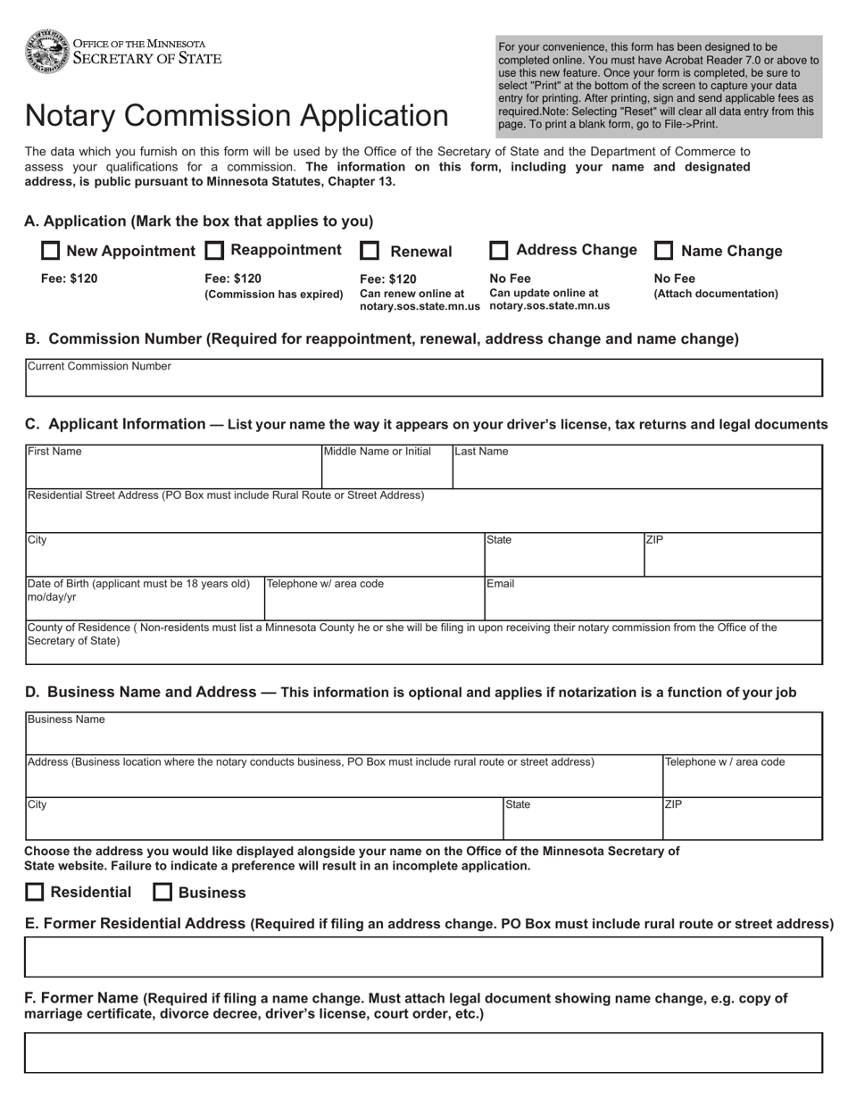 Minnesota Notary Commission Application Fill Out, Sign Online and