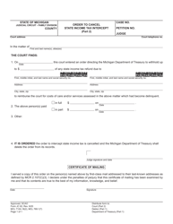 Form JC62 Order to Cancel State Income Tax Intercept - Michigan, Page 2