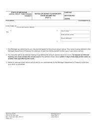 Form JC60 Notice of Intent to Intercept State Income Tax - Michigan