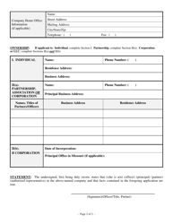 Renewal Application for Consumer Installment Lender Certificate of Registration - Section 408.510 - Missouri, Page 2