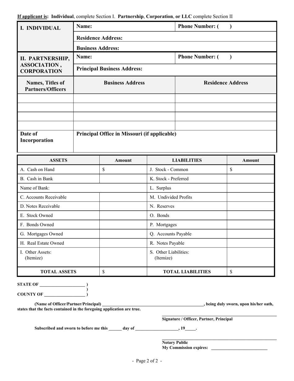 Application for Missouri Financing Institution - Missouri, Page 3