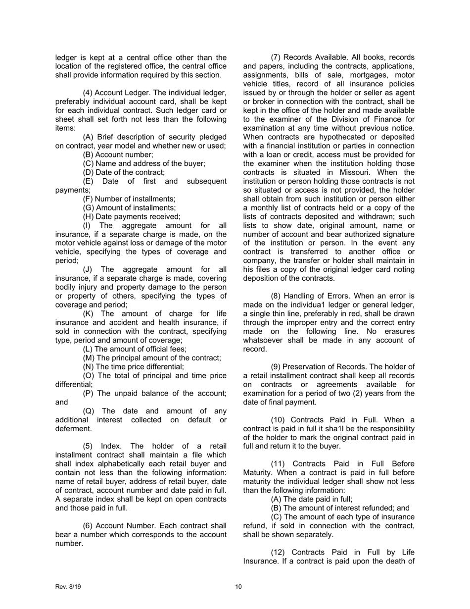 Application for Motor Vehicle Time Sales Act - Missouri, Page 12