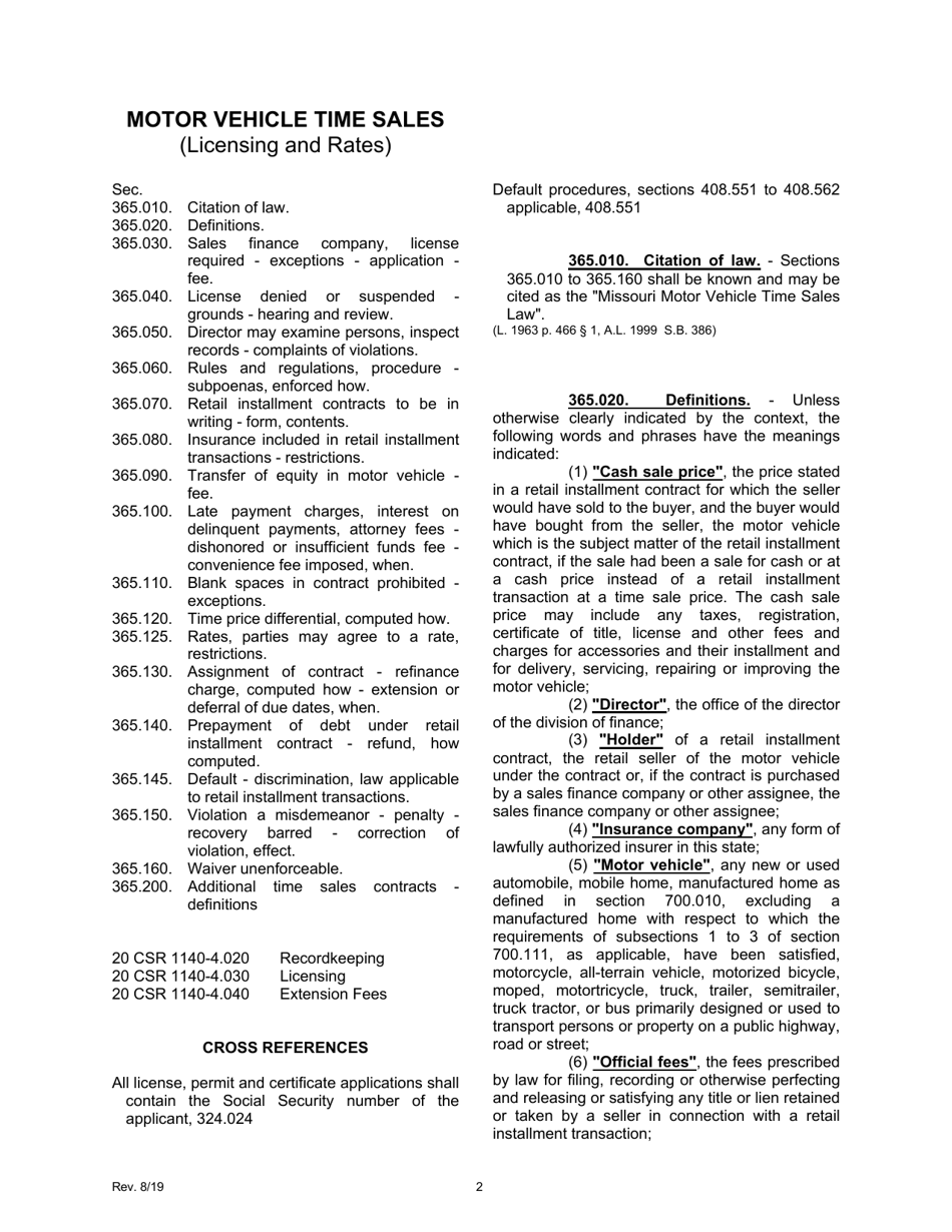 Application for Motor Vehicle Time Sales Act - Missouri, Page 4