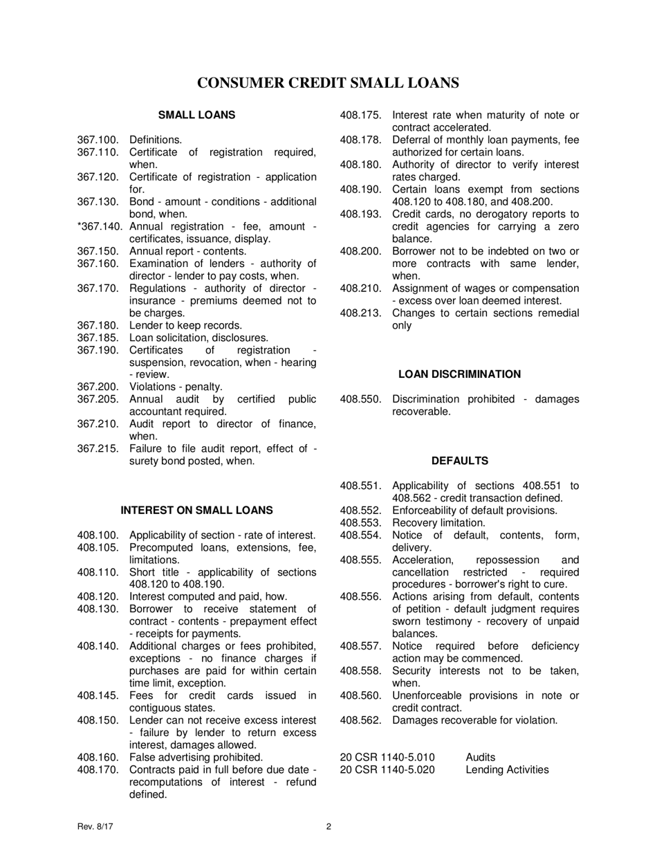Application for Consumer Credit Loans Small Loan Certificate of Registration - Missouri, Page 4