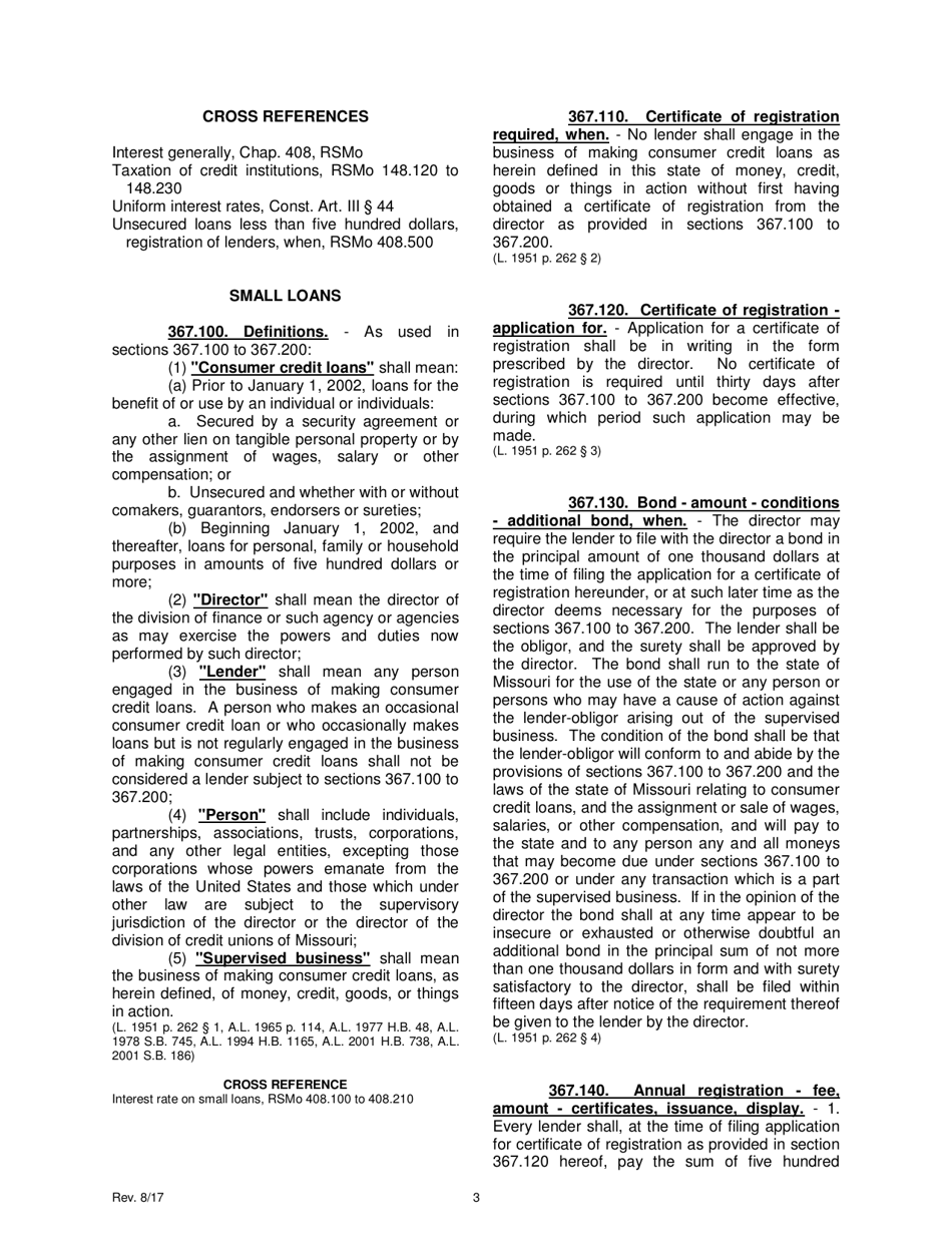 Application for Consumer Credit Loans Small Loan Certificate of Registration - Missouri, Page 5