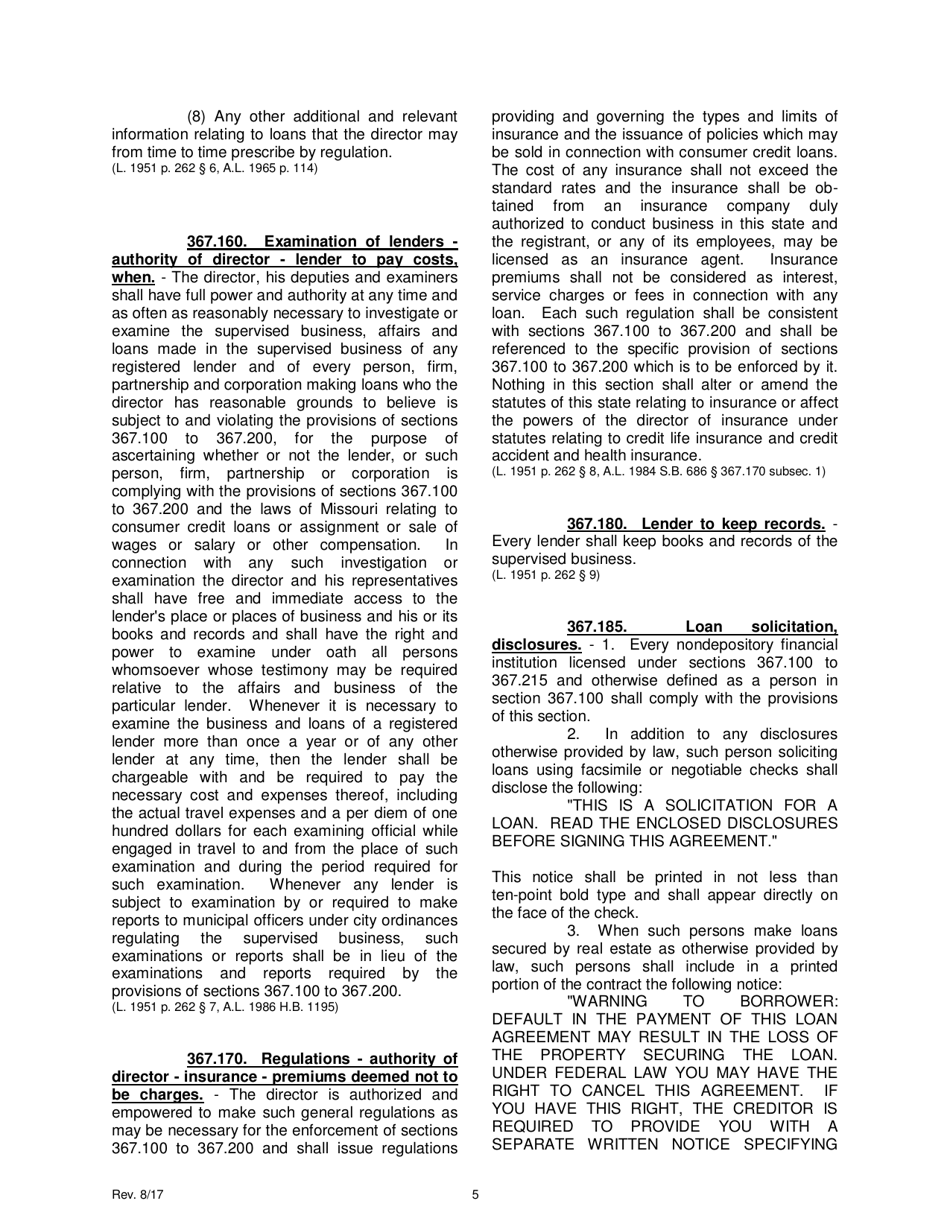 Application for Consumer Credit Loans Small Loan Certificate of Registration - Missouri, Page 7