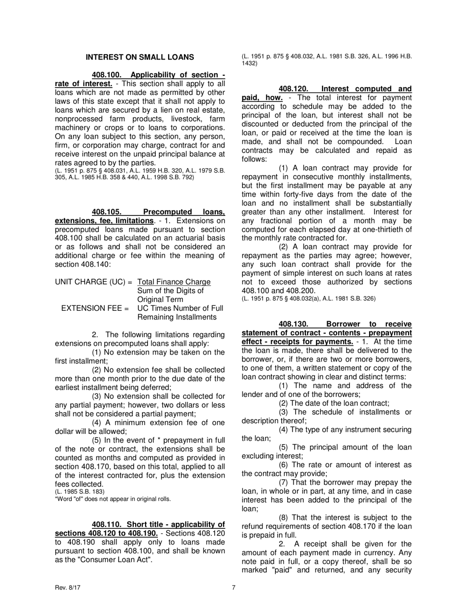 Application for Consumer Credit Loans Small Loan Certificate of Registration - Missouri, Page 9