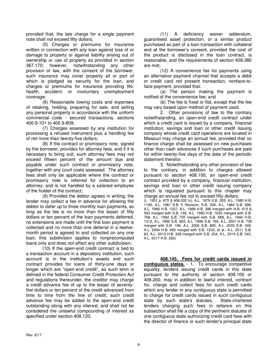 Application for Consumer Installment Lender Certificate of Registration - Missouri, Page 11