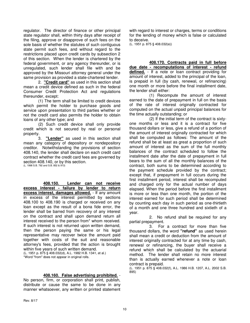 Application for Consumer Installment Lender Certificate of Registration - Missouri, Page 12