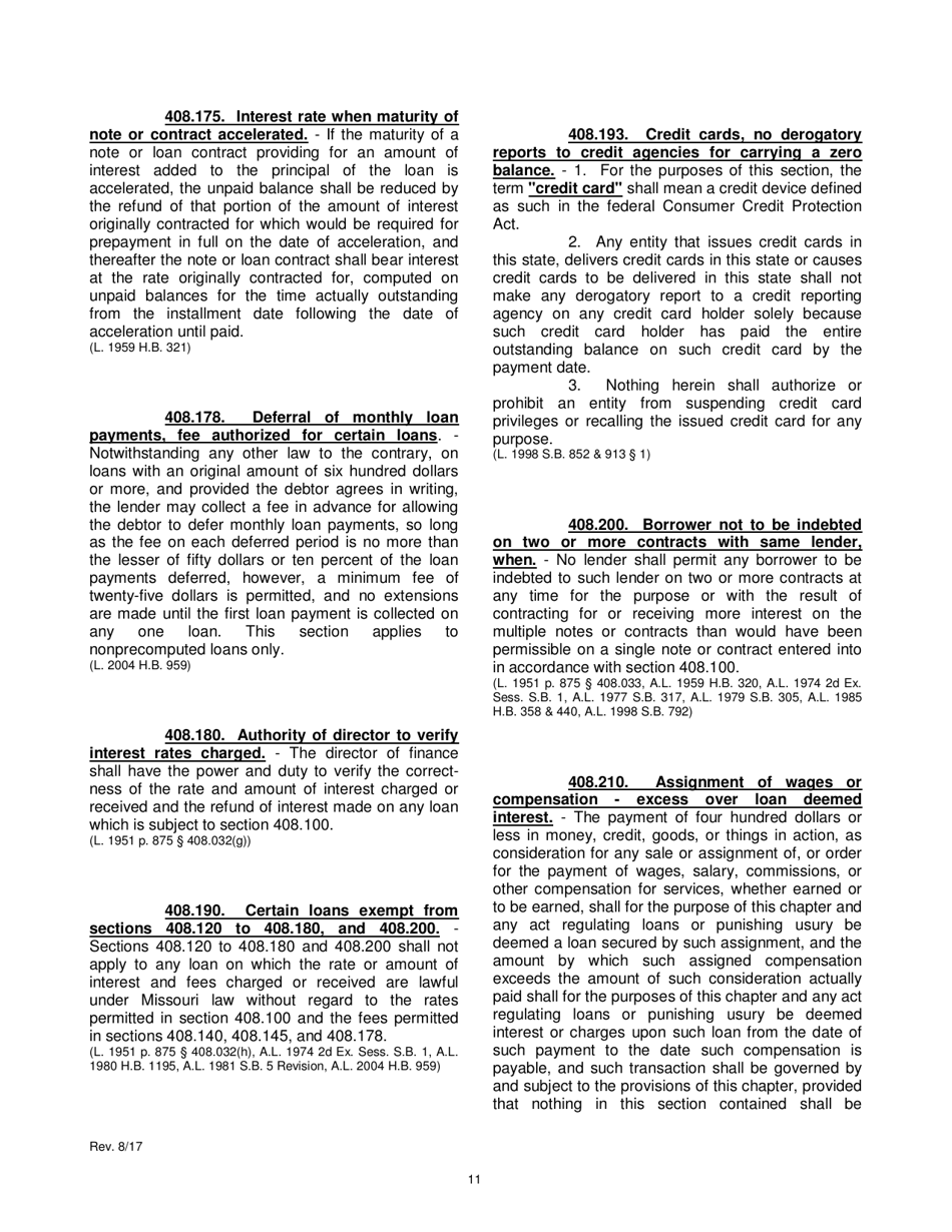 Application for Consumer Installment Lender Certificate of Registration - Missouri, Page 13