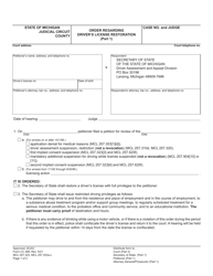 Document preview: Form CC268 Order Regarding Driver's License Restoration - Michigan