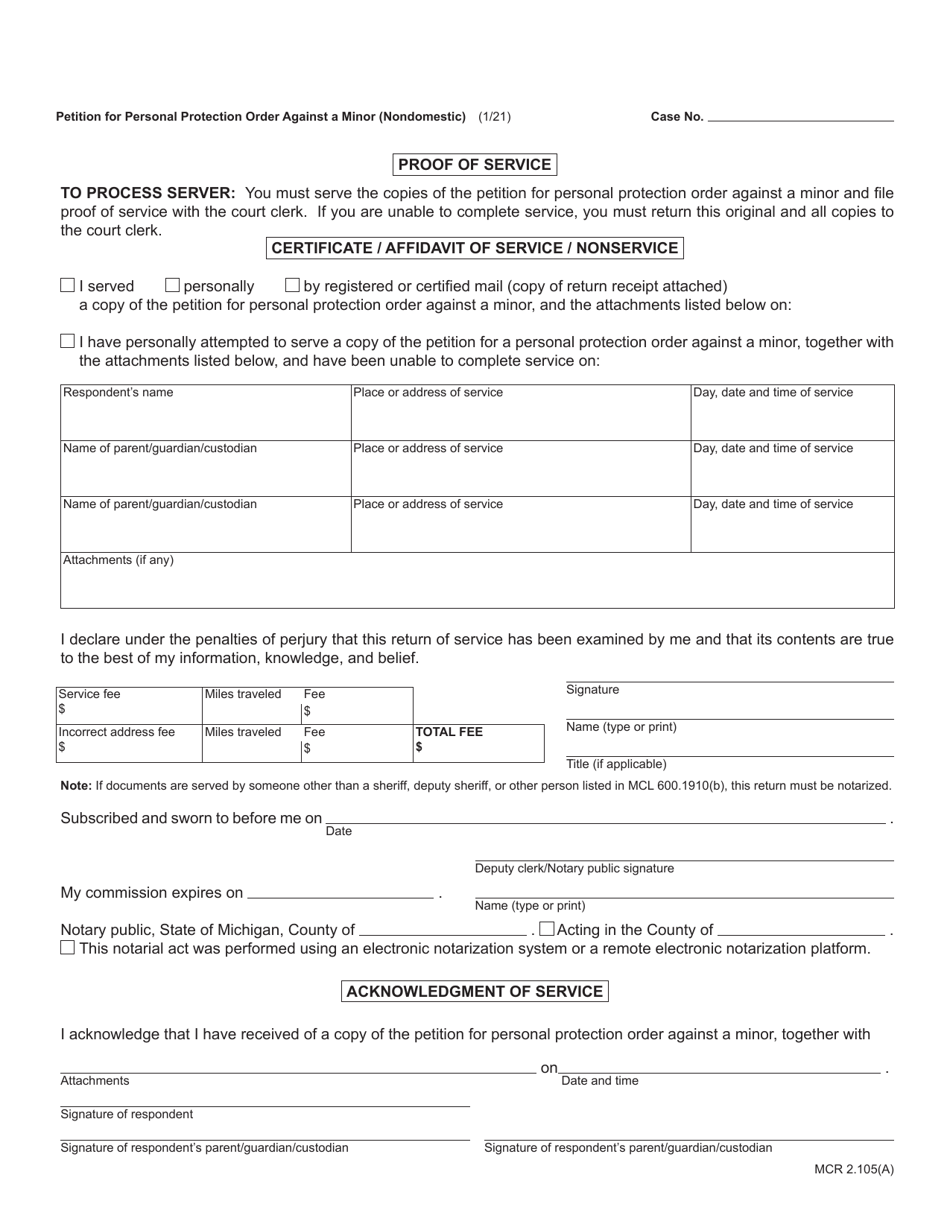 Form CC377M Petition for Personal Protection Order Against a Minor (Nondomestic) - Michigan, Page 3